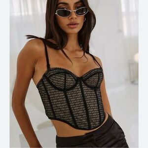 Bydee Naomi Corset Top Size Small Black Onyx Lace Underwire Adjustable Sexy